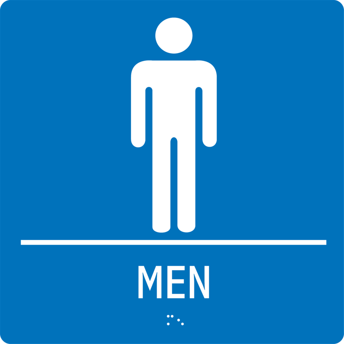 Accuform Braille Sign, Men, 8" X 8", Plastic, Blue, PAD921BU